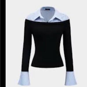 Chic Black and White Off-Shoulder Sweater